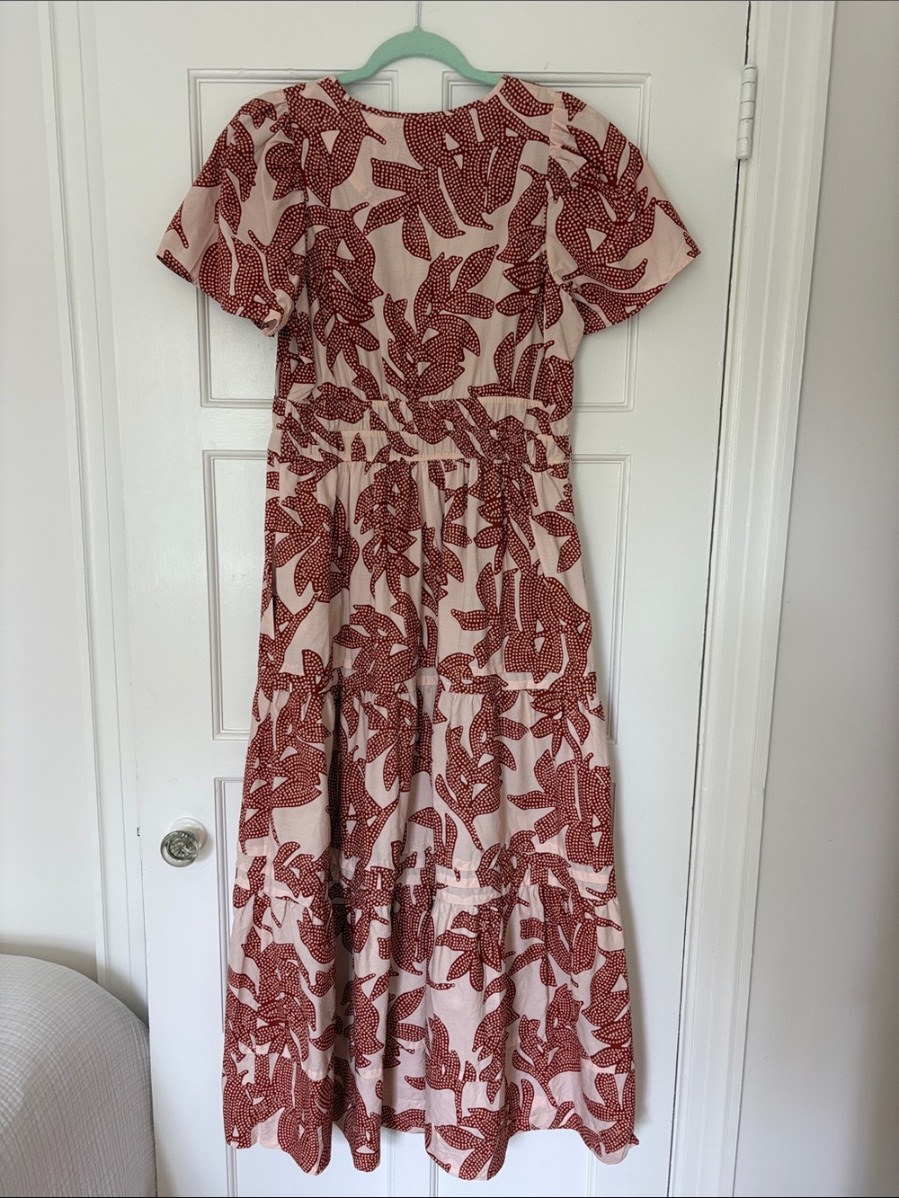 Anthropologie-Somerset Tiered Maxi Dress, Neutral / Rust Dotted Floral print - Picture 3 of 5